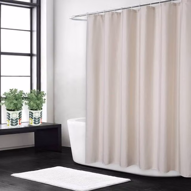 London Boutique Waterproof Polyester Shower Curtain in Beige, W: 182.88 cm, H: 213.36 cm