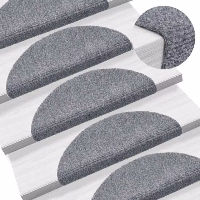 Berkfield Home Self-adhesive Stair Mats, 10 Pieces, Light Grey, W: 56 cm, Medium