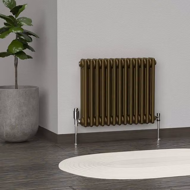 Lux Heat Horizontal 3 Column Steel Radiator in Gold, Brown or Bronze, W: 60.5 cm, H: 50 cm
