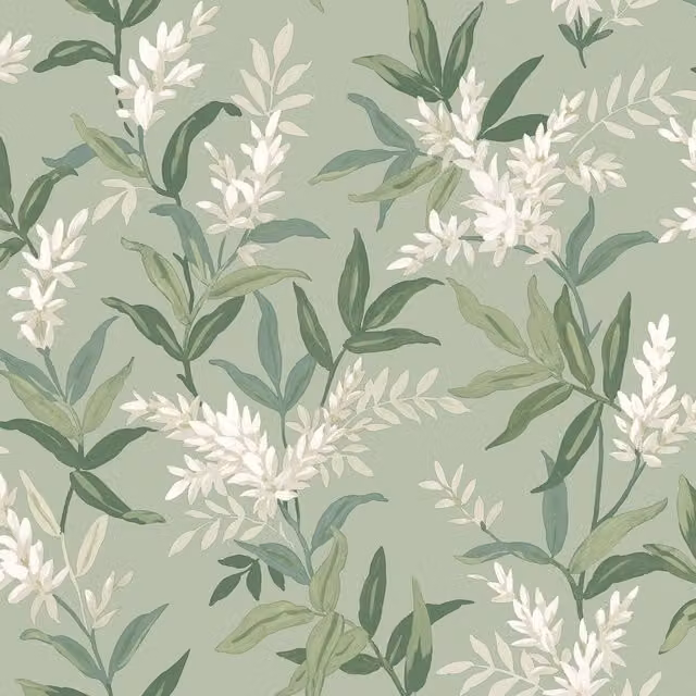 Belgravia Olivia Floral Botanical Wallpaper in Green