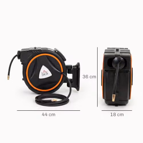 HOMCOM Retractable Air Hose Reel with 1/4 inch BSPT Connector, Black – 7