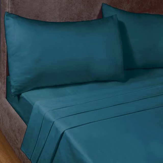 Rapport Home Petrol Polycotton Percale 180 Thread Count Fitted Valance