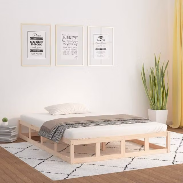 Berkfield Home Modern Solid Pine Wood Bed Frame, Brown – 1