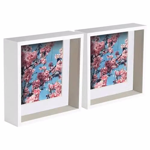 Nicola Spring 5 Piece Square 3D Deep Box Photo Frame Set in White