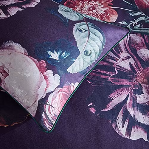Paoletti Cordelia Floral 100% Cotton Reversible Double Duvet Cover Set with Pillowcases in Purple Multicolour, W/D/H: 140 x 200 cm, Pillowcases: 50 x 75 cm – 3