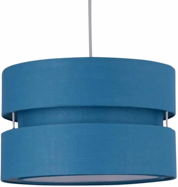 First Choice Lighting Teal and Blue Layered Easy Fit Drum Lamp Shade – 1