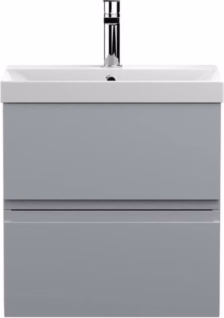 Balterley Mavesyn 2 Drawer Wall Hung Vanity Basin Unit, Satin Grey, Width: 50 cm – 1