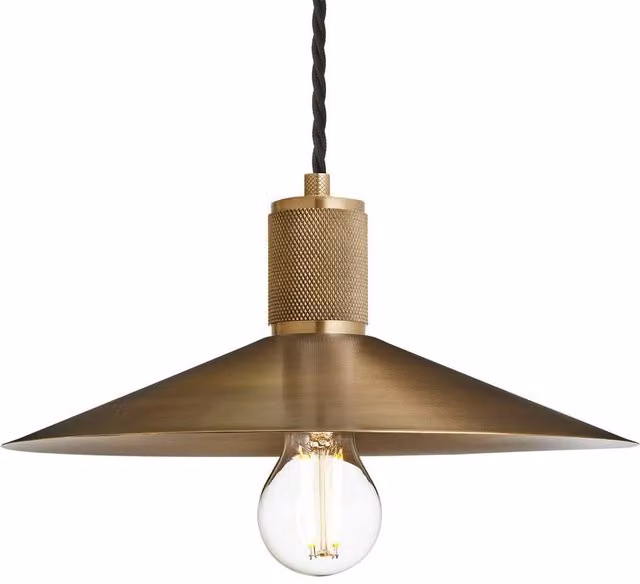 Industville Knurled Brass Slope Pendant Light in Gold and Black