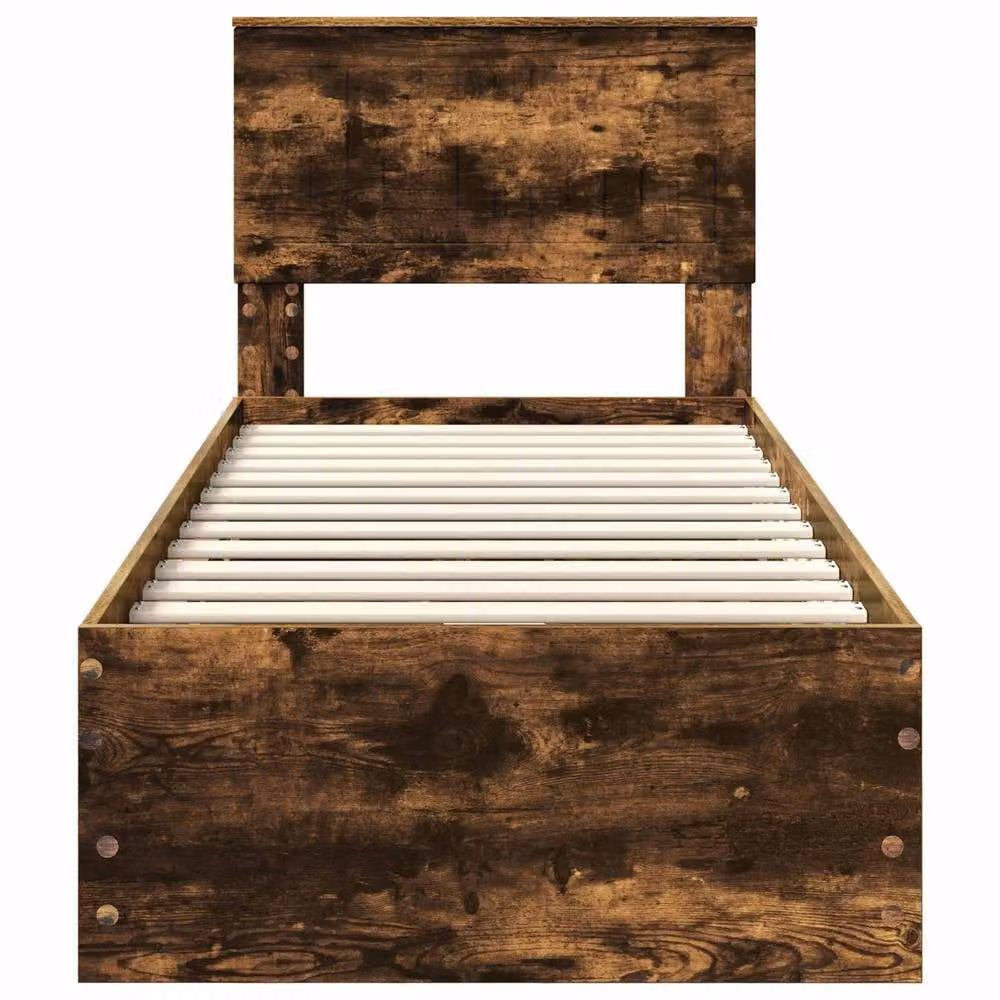 Berkfield Home Modern Bed Frame with Drawer in Smoked Oak Brown, W: 75 cm x L: 190 cm – 5