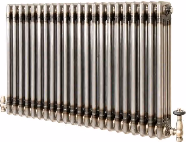 Monster Shop Raw Metal Steel Radiator with Integrated Valves in Silver, W/D/H: 101 x 11 x 60 cm