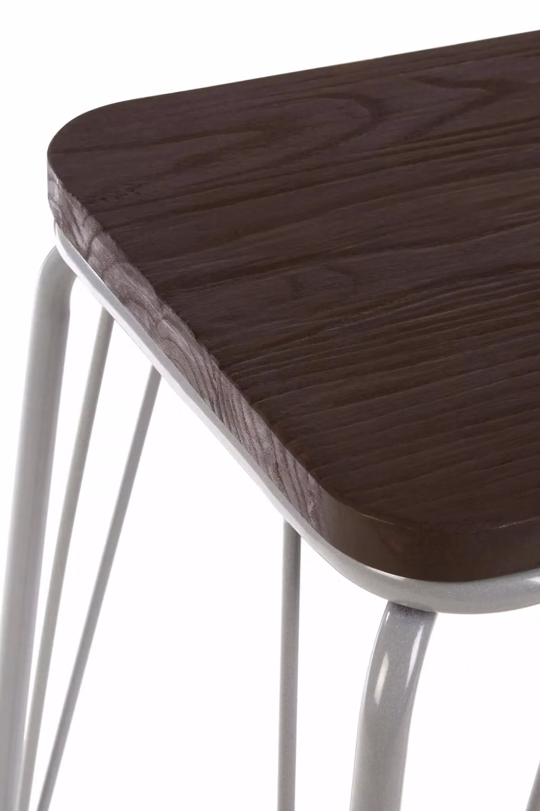 Orsina Industrial Metal and Wood Small Square Accent Stool in Grey and Brown, W/D/H: 37.0 x 37.0 x 47.0 cm – 3