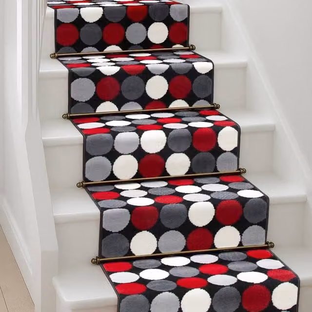 Bravich LTD Modern Abstract Spot Print Hallway Runner Rug, Non-Slip Low Pile Polypropylene, Black and Multicolour, W: 60 cm, L: 810 cm