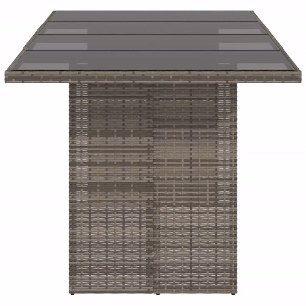 Berkfield Home Grey Poly Rattan Extendable Garden Table with Glass Top W/D/H: 190 x 80 x 74 cm – 3