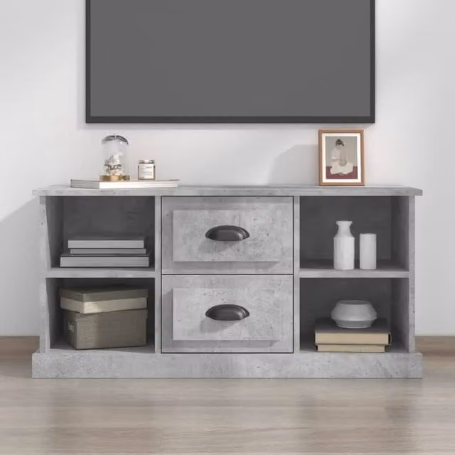 Berkfield Home Industrial TV Cabinet in Concrete Grey, W/D/H: 99.5 x 35.5 x 48 cm