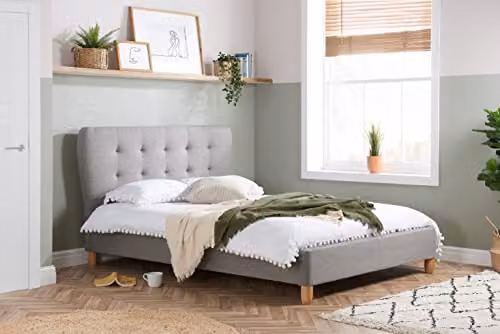 Birlea Stockholm Upholstered Fabric Bed in Grey, 135cm – 1