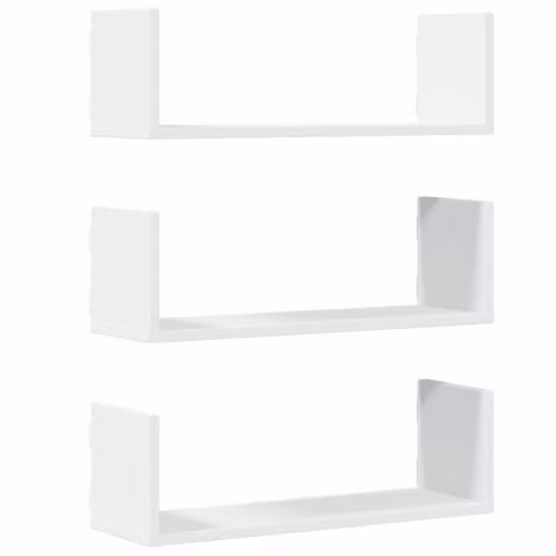 vidaXL Set of 3 White Wall Shelves in MDF, W: 58 cm, D: 18 cm, H: 18 cm