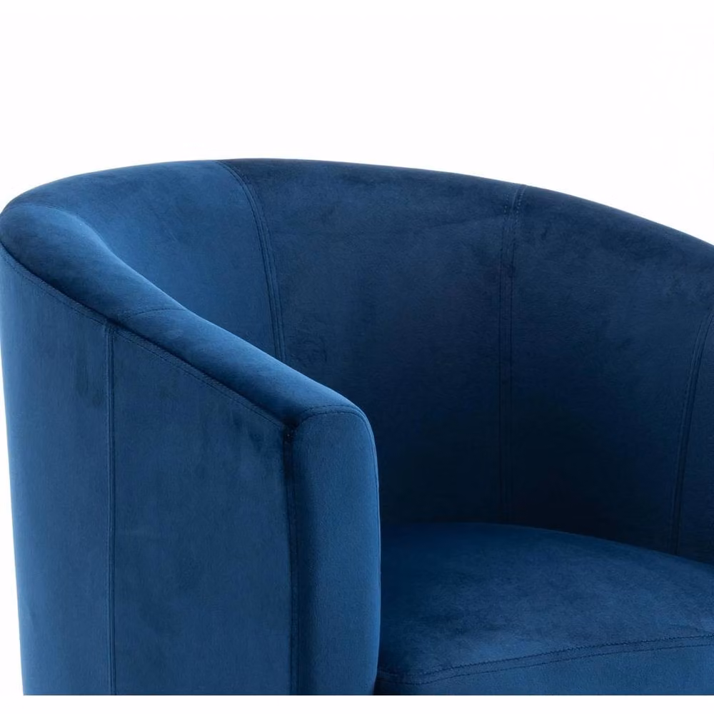 NESTLUNE Dark Blue Velvet Tub Chair with Black Legs – 5