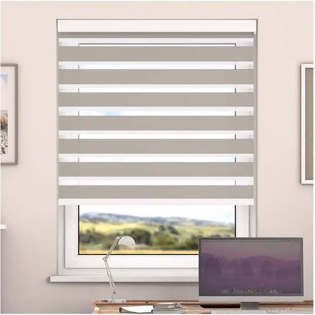 NewEdgeBlinds Day and Night Zebra Roller Blind with Cassette, Peach Striped Textile, Width: 70 cm