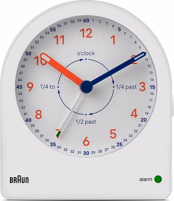 Braun Classic Analogue Alarm Clock in White