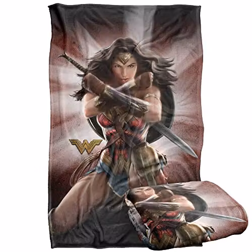 Logovision Wonder Woman Protector Of Humanity Super Soft Fleece Throw Blanket, Multicolour, W: 91 cm, D: 147 cm