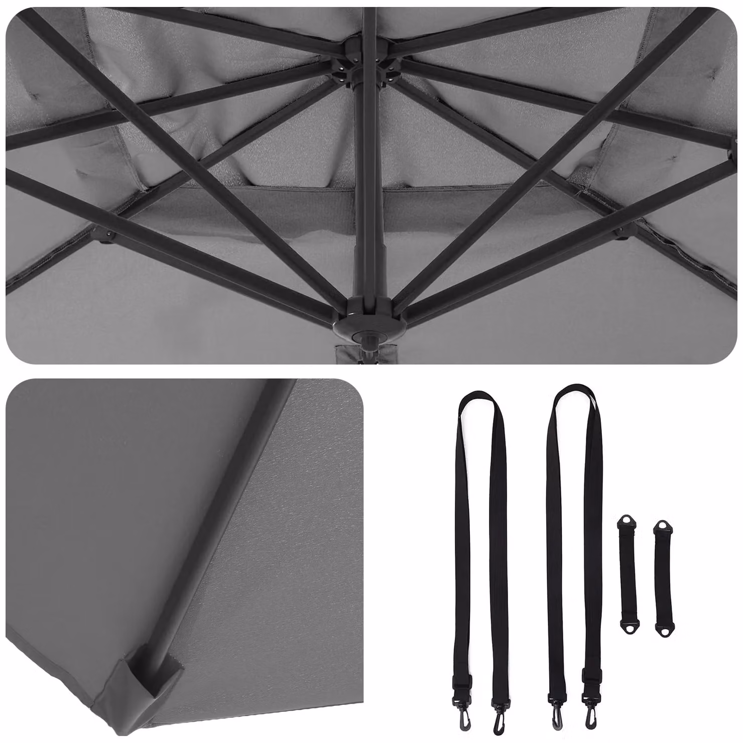 Berkfield Home Large Cantilever Umbrella in Anthracite with Polyester Canopy and Powder-Coated Steel Frame – 4