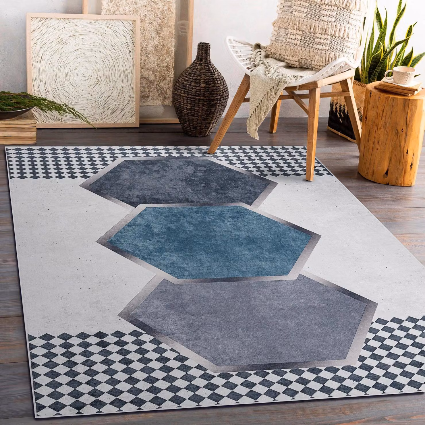RugsX Andre Geometric Modern Rug in White and Multicolour, W: 120 cm, L: 170 cm – 3