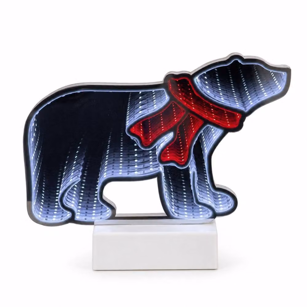 Samuel Alexander Polar Bear Infinity Mirror Light Up Christmas Decoration with Red and White LEDs, 27 cm – 3