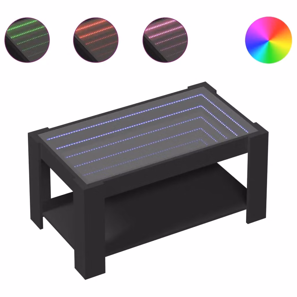 Berkfield Home Modern Black LED Coffee Table in Engineered Wood W/D/H: 93 x 53 x 45 cm – 2