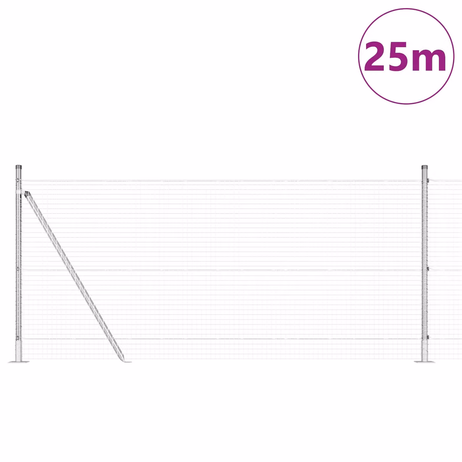 Berkfield Home Galvanised Steel Welded Wire Fence with 13 Flanged Posts, Silver, 0.8 x 25 m – 2