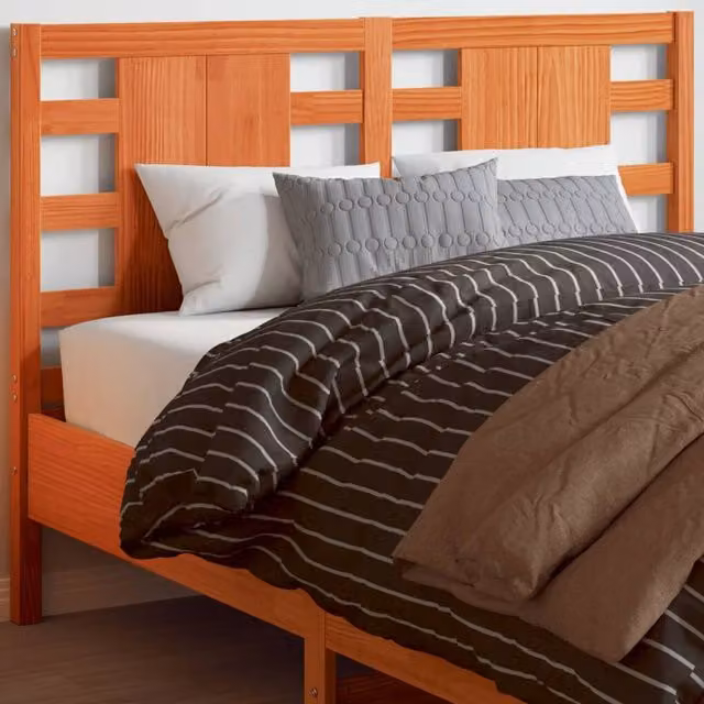 Berkfield Home Rustic Solid Wood Pine Headboard in Wax Brown, Width: 135 cm – 1