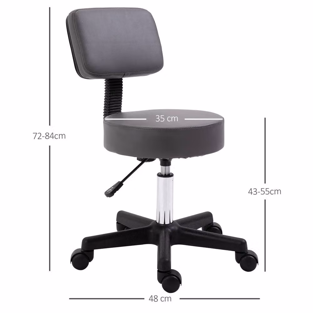 STILVORA Adjustable Height Salon Stool with Wheels in Grey – 4