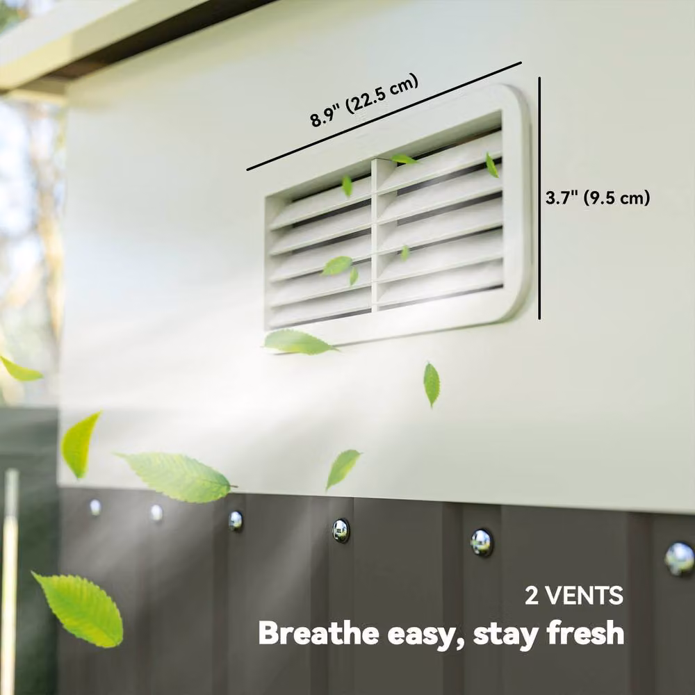 Rolipo Grey Metal Lean-To Pent Garden Shed with Sliding Doors – 7