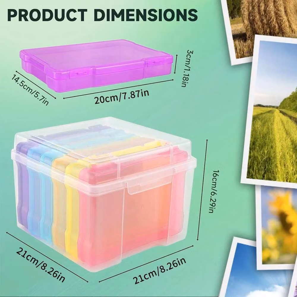 NESTLUNE Transparent Multicolour Photo Storage Box and Picture Album Organiser, W: 17.8 cm, D: 12.7 cm, H: 12.7 cm – 2