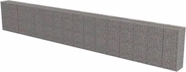 Berkfield Home Galvanised Steel Gabion Fence with Covers in Silver, W/D/H: 900 x 50 x 150 cm – 1