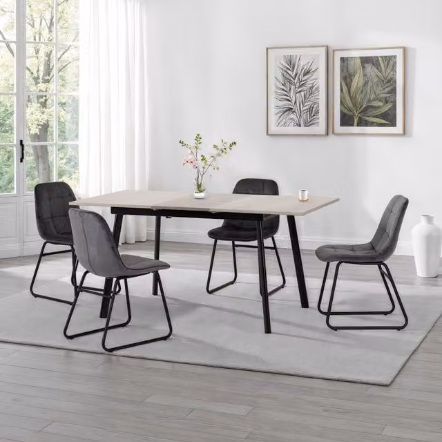 Seconique Avery Extending Dining Table and 4 Lukas Chairs Set in Grey Oak and Concrete Effect – 5