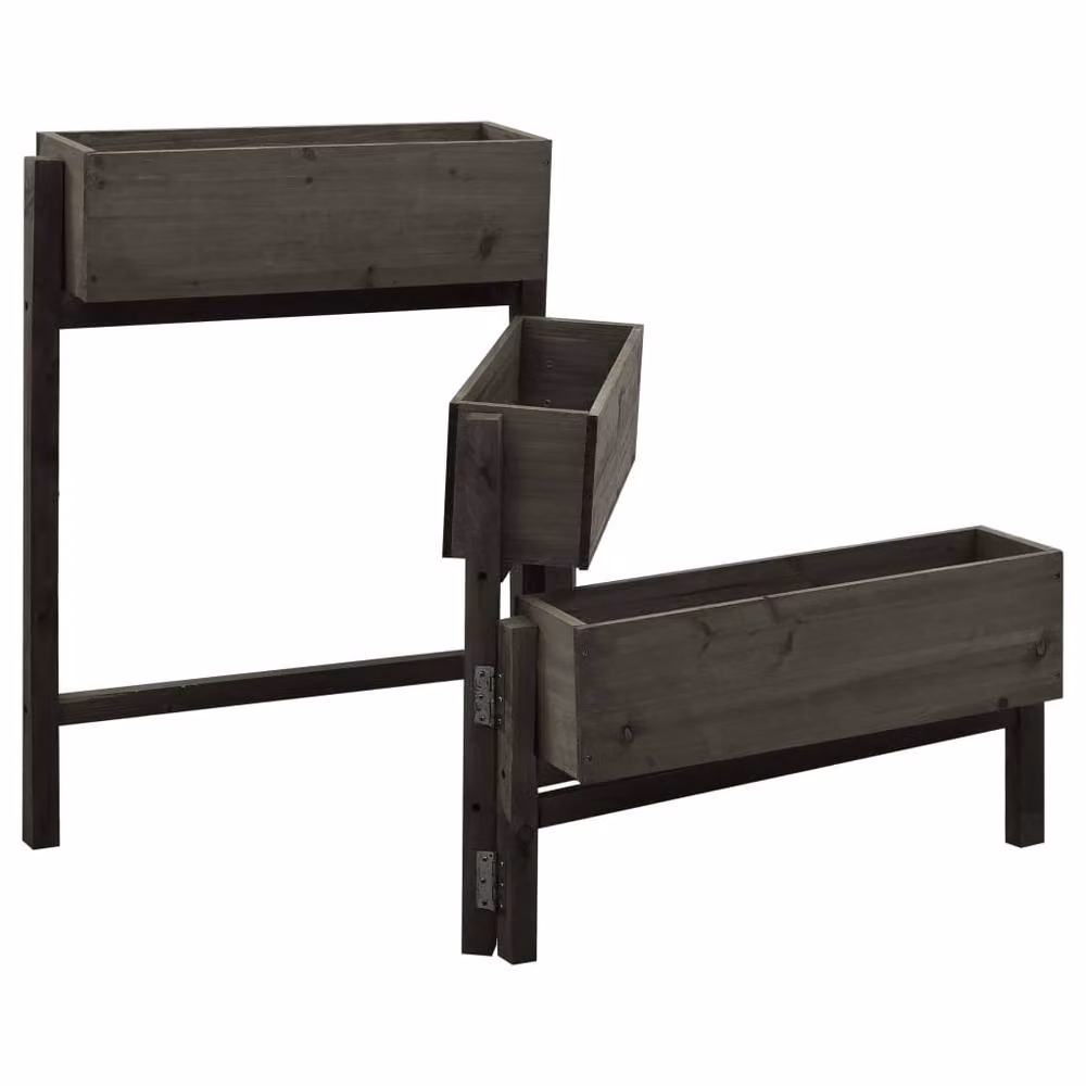 Berkfield Home Grey Folding Wood Planter W: 60 cm, D: 14 cm, H: 75 cm – 2