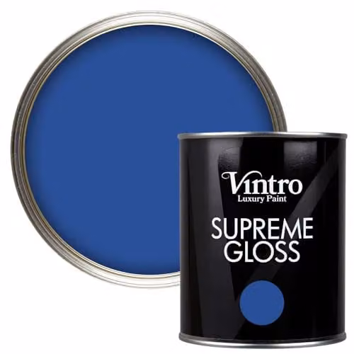 Vintro High Gloss Water Based Paint for Wood and Walls, Cobalt Blue, 1 Litre