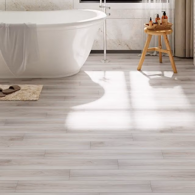 Darphe 36-Piece Self-Adhesive Wood-Look PVC Flooring Planks in Beige and White