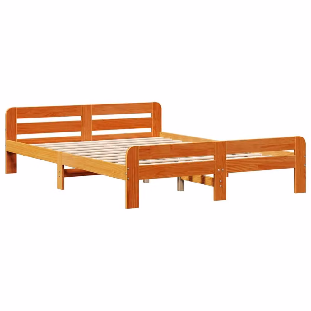 Berkfield Home Solid Wood Pine Bed Frame in Wax Brown, W/D/H: 160 x 200 cm – 3