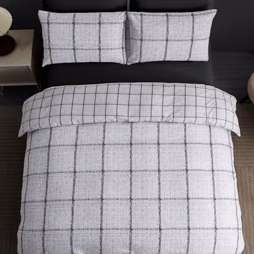 Pamposh King Size Reversible Microfibre Duvet Cover and Pillowcase Set with Zipper Closure, Grey and Black, W/D/H: 220 x 230 x 180 cm – 4