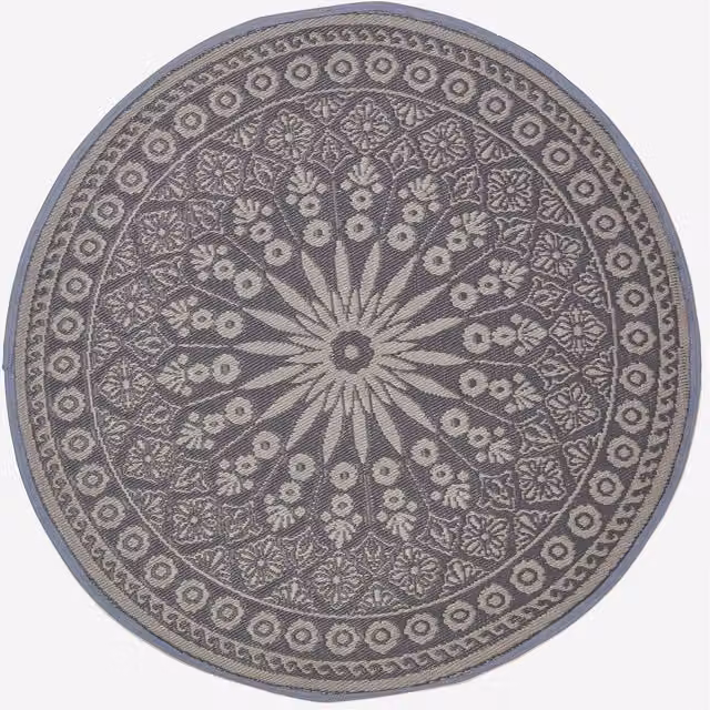 Homescapes Black Mandala Round Outdoor Rug, Diameter: 170 cm