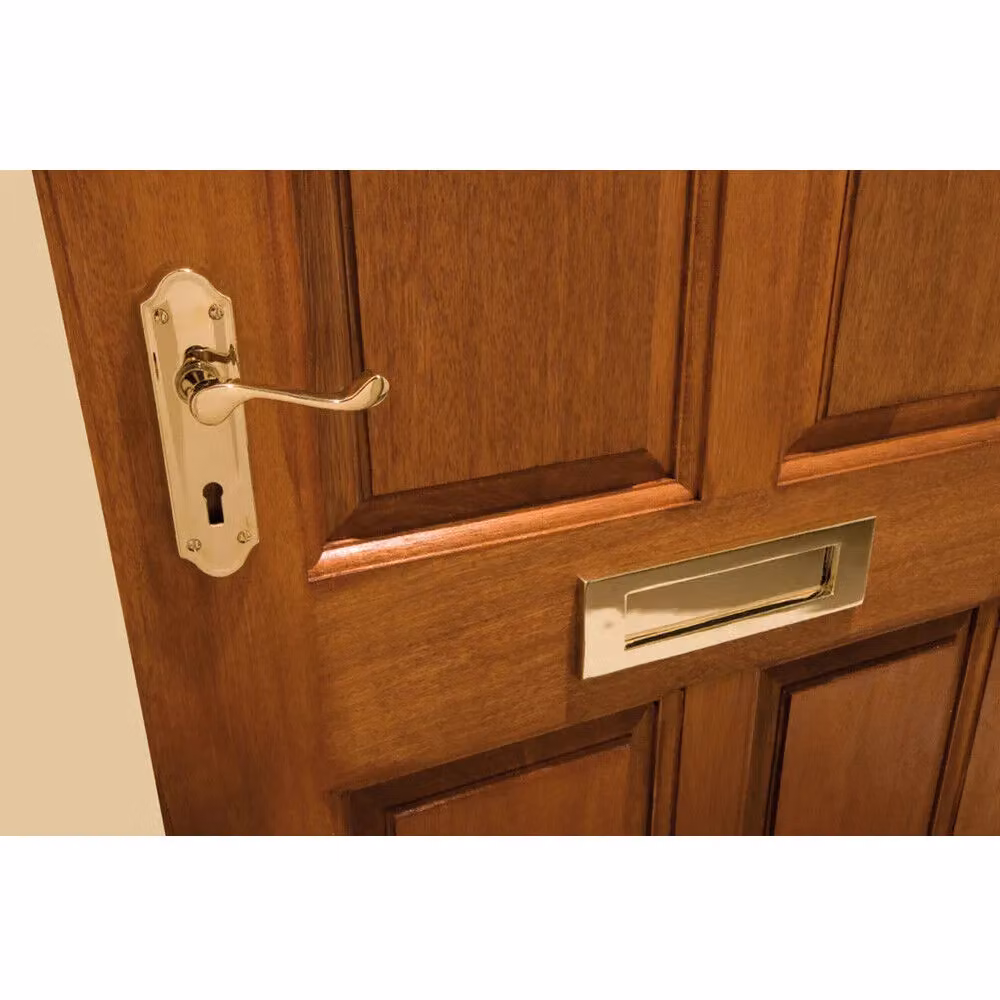 Loops 2x Pair Victorian Upturned Handle on Latch Backplate, Polished Brass, 168 x 47 mm – 3