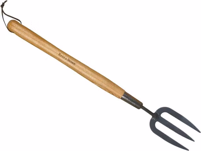 Kent & Stowe Hand Border Fork with Wood Handle in Brown and Multicolour