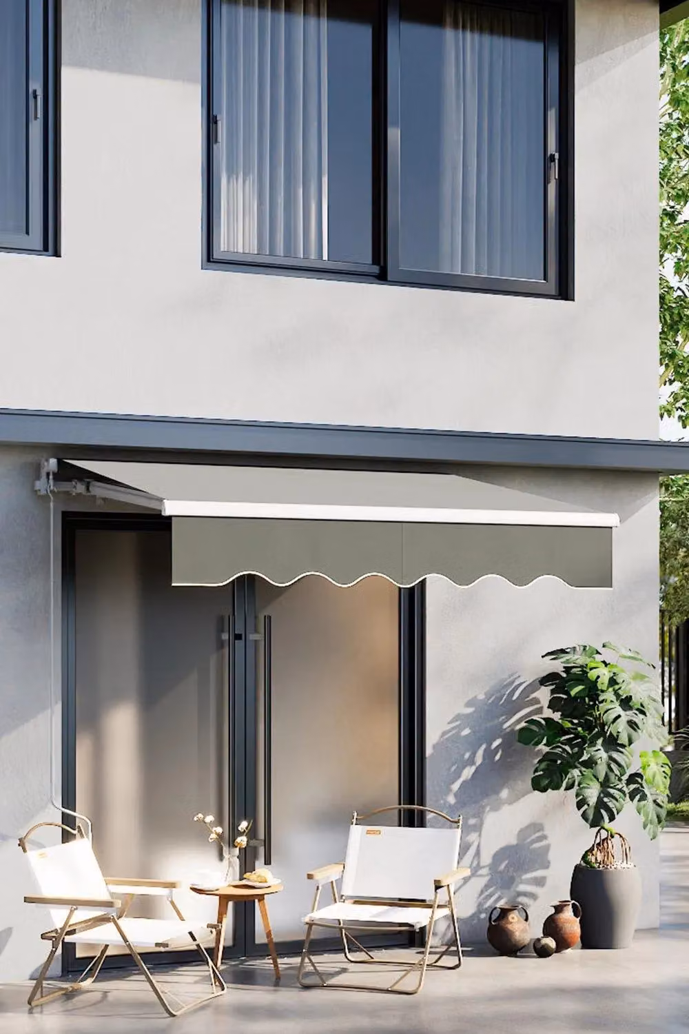 Garden Sanctuary Grey Retractable Outdoor Patio Awning Canopy with Drop Arm – 2