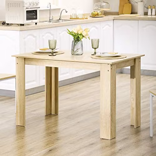HOMCOM Modern Rectangular Dining Table in Oak Brown, W/D/H: 120 x 69 x 75 cm – 2