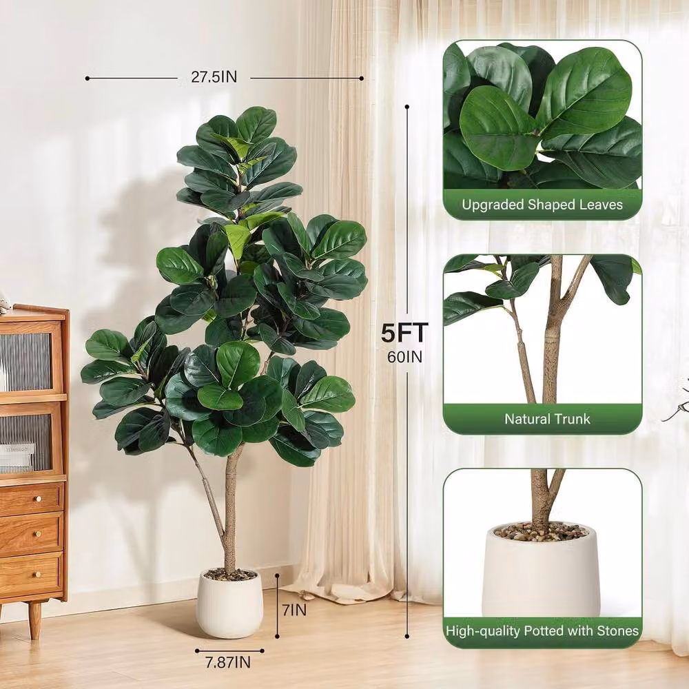 London Boutique 150cm Artificial Fiddle Leaf Fig Tree in Green – 2