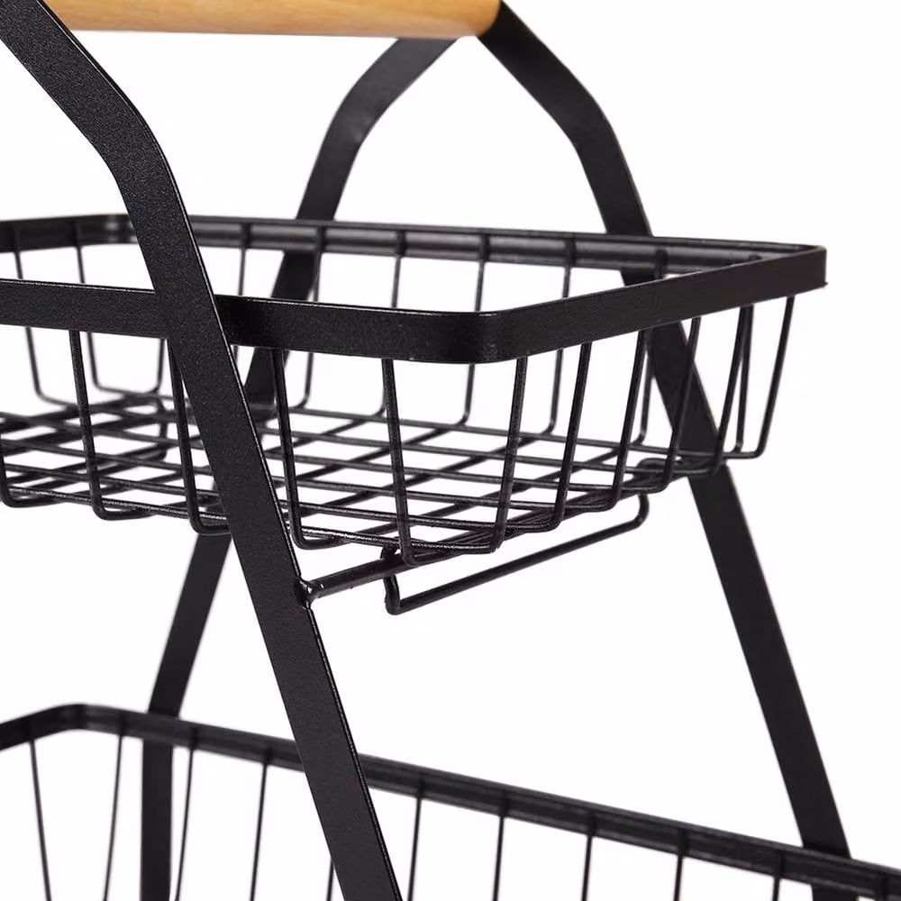 Garden Sanctuary 2-Tier Removable Metal Fruit and Vegetable Basket in Black – 5