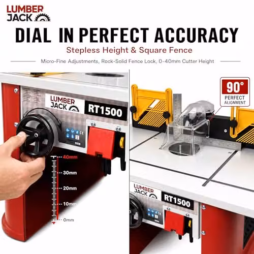 Lumberjack Variable Speed Benchtop Router Table with Integrated 1500W Motor, Red – 3