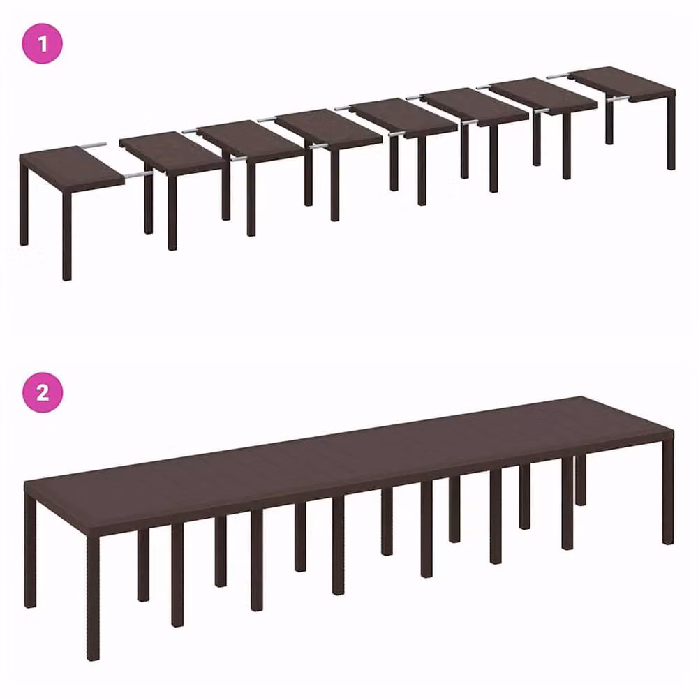 Berkfield Home Brown Poly Rattan Garden Table, W: 400 cm, D: 100 cm, H: 73 cm – 6