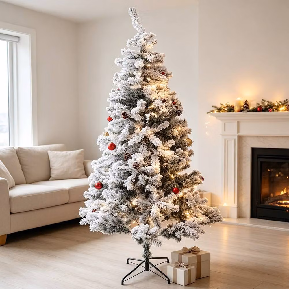 Gr8 Home 7ft Green Snow Flocked Artificial Christmas Tree – 3
